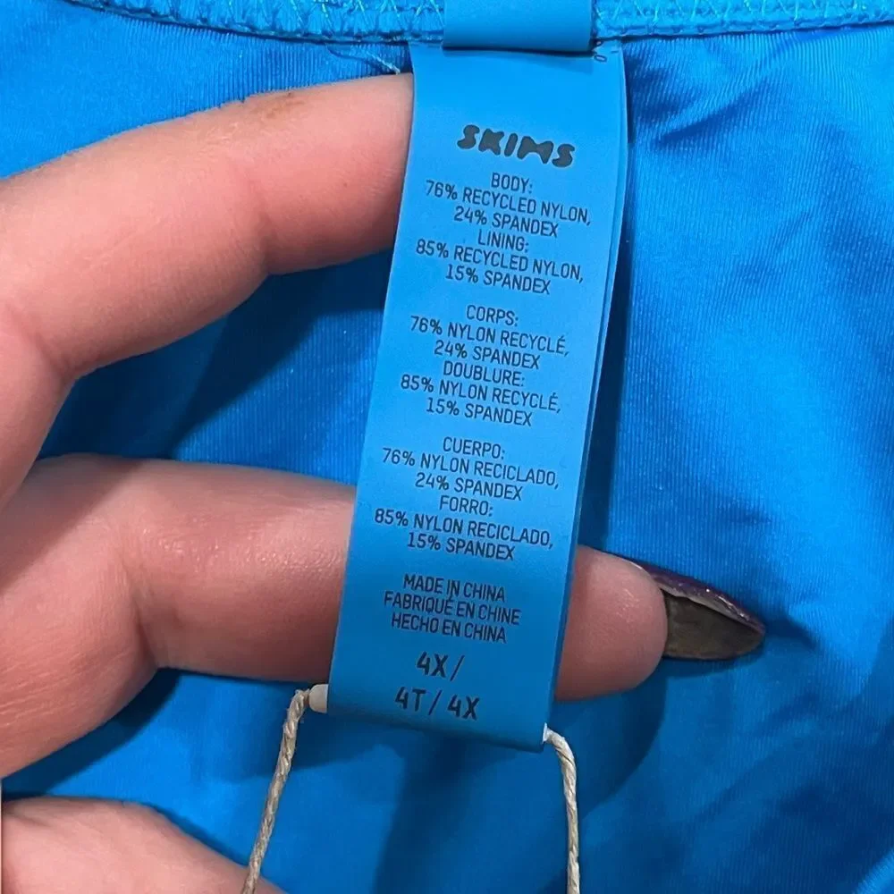 NWT Skims Recycled Swim Micro Tanga Bikini Bottom Mid-Rise Swimwear Turquoise 4X